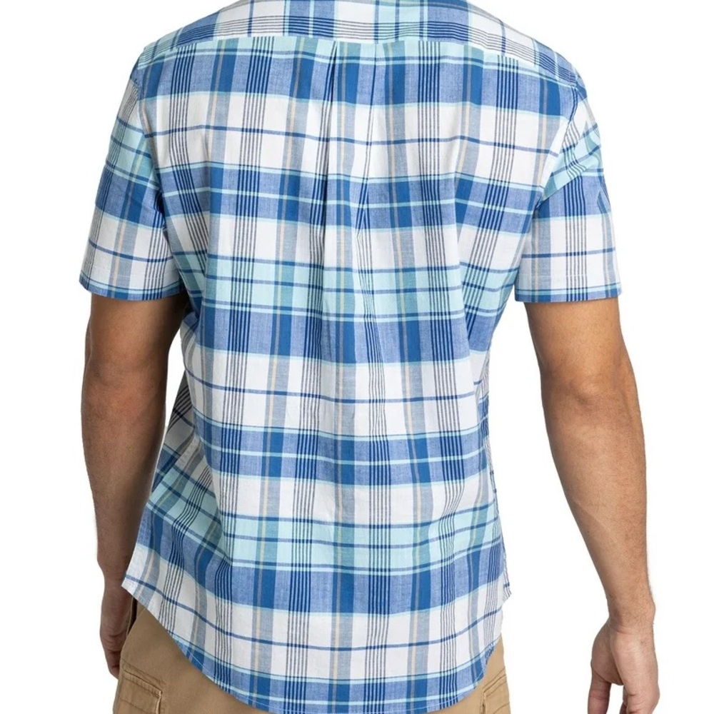 U.S. Polo Assn. Blue and White Plaid Casual Button Down Shirt - Picture 2 of 4